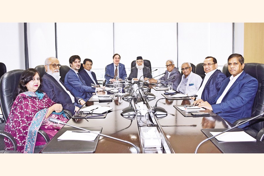 Ambassador of Argentina Marcelo C. Cesa (5th from left) held a meeting with ICC Bangladesh President Mahbubur Rahman (5th from right) and Executive Board members at the ICCB Secretariat in Dhaka on Wednesday