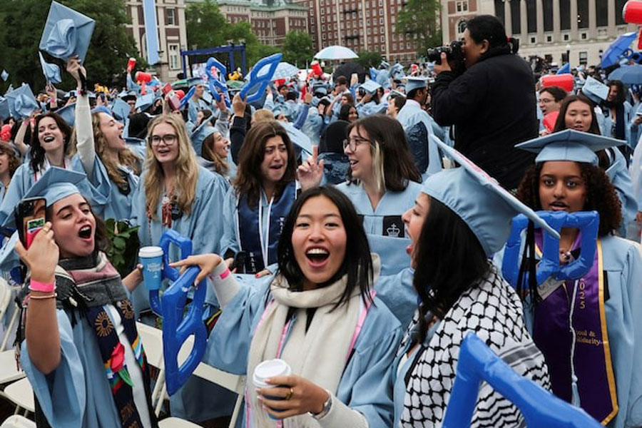 Students attend Columbia University commencement ceremony on Columbia's main campus, in Manhattan, New York City, US, May 21, 2025.