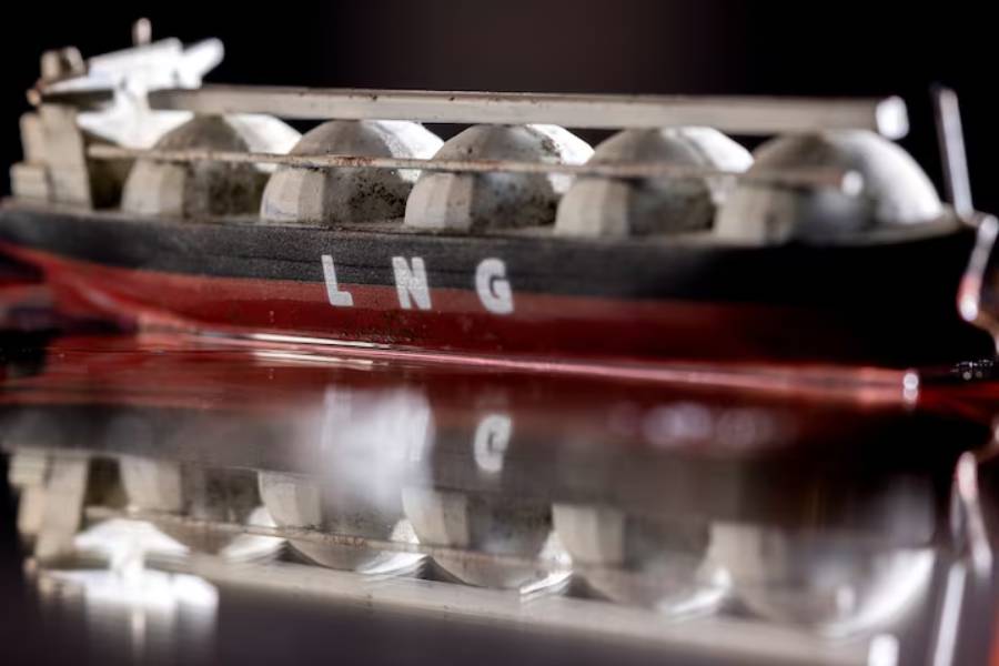 Model of LNG tanker is seen in this illustration taken May 19, 2022.