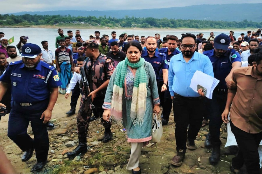 Environment, Forest and Climate Change Adviser Syeda Rizwana Hasan while visiting Jaflong area of Sylhet on Saturday