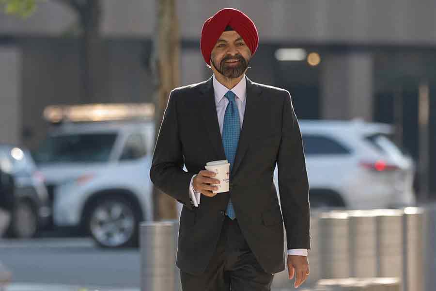 World Bank President Ajay Banga arriving for his first day of work at World Bank headquarters in Washington on Friday –Reuters photo