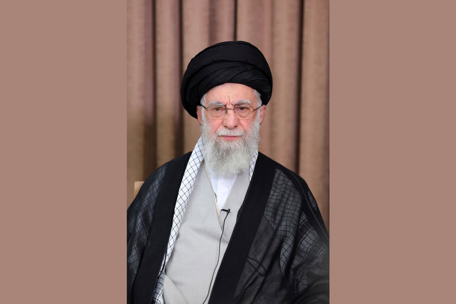 Iran's Supreme Leader Ayatollah Ali Khamenei looks on, in a televised message following the Israeli strikes in Tehran, Iran, June 13, 2025.