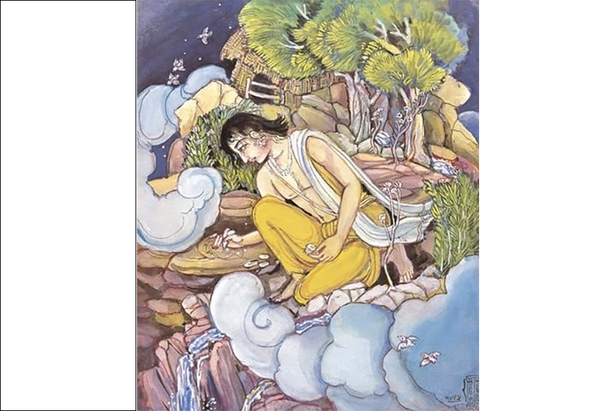 রামগোপাল বিজয়বৈরাগ্যের আঁকা মেঘদূতের চিত্র । ছবি: রোর মিডিয়া