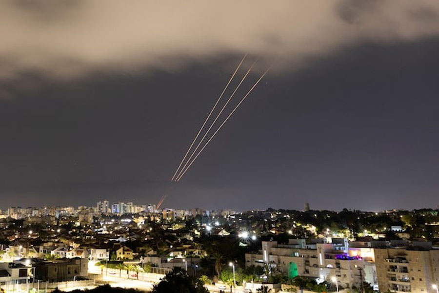 Representational image: An anti-missile system operates after Iran launched drones and missiles toward Israel, as seen from Ashkelon, Israel, April 14.
