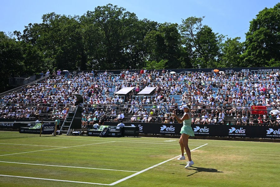 Tennis - Berlin Tennis Open - Steffi Graf Stadium, Berlin, Germany - June 22, 2025 Czech Republic's Marketa Vondrousova in action during her final match against China's Xinyu Wang REUTERS/Annegret Hilse