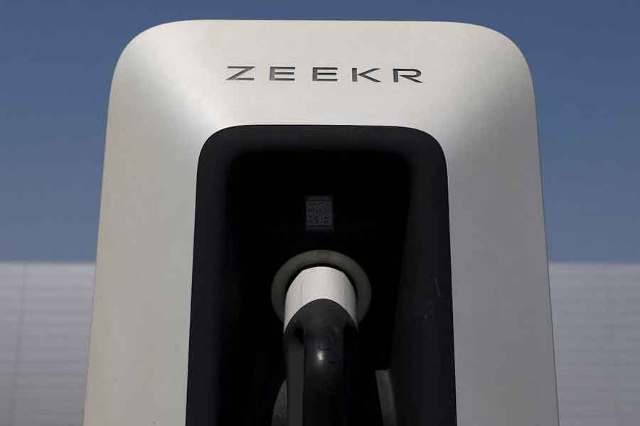 A Zeekr charging station stands at the factory of the electric vehicle (EV) maker in Cixi, Zhejiang province, China March 19, 2025.