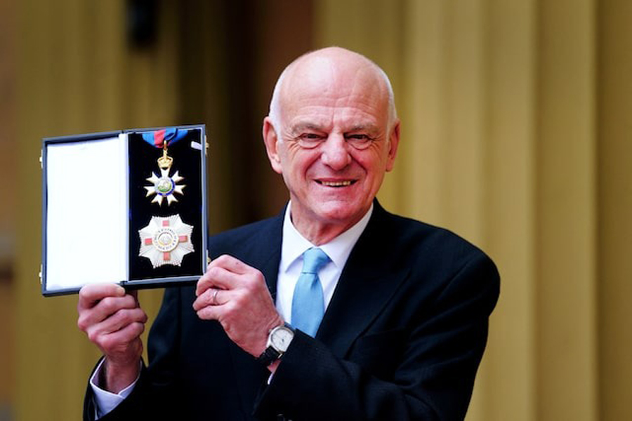 David Nabarro, World Health Organisation (WHO) Special Envoy for COVID-19 Preparedness and Response, poses after he was made a Knight Commander of the Order of St Michael and St George during an investiture ceremony at Buckingham Palace in London, Britain, Friday March 3, 2023.