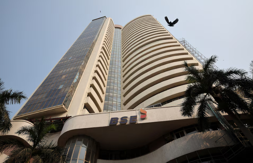 A bird flies near the Bombay Stock Exchange (BSE) building in Mumbai, India, April 3, 2025. REUTERS/Francis Mascarenhas/ File Photo