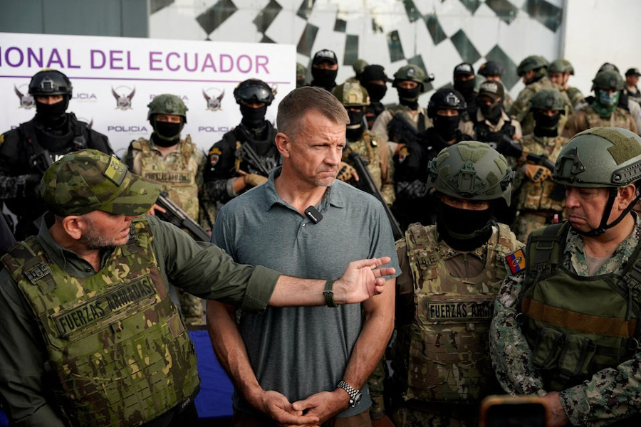 Erik Prince, founder of Blackwater, attends a police and military presentation, in Guayaquil, Ecuador April 5, 2025.