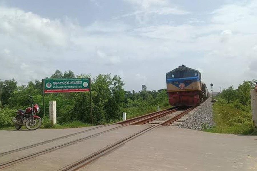 Photo shows an unmanned level crossing on the Dohazari-Cox's Bazar railway