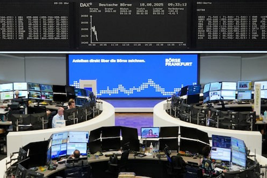 The German share price index DAX graph is pictured at the stock exchange in Frankfurt, Germany, August 18, 2025.