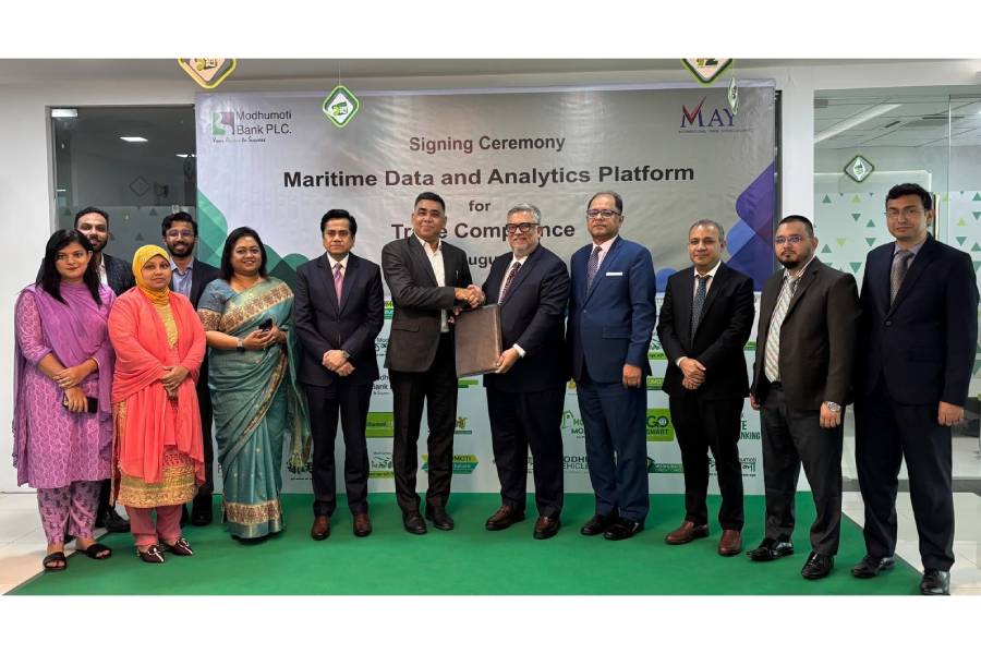 Modhumoti Bank signs MoU with MAY International Trade Services Ltd
