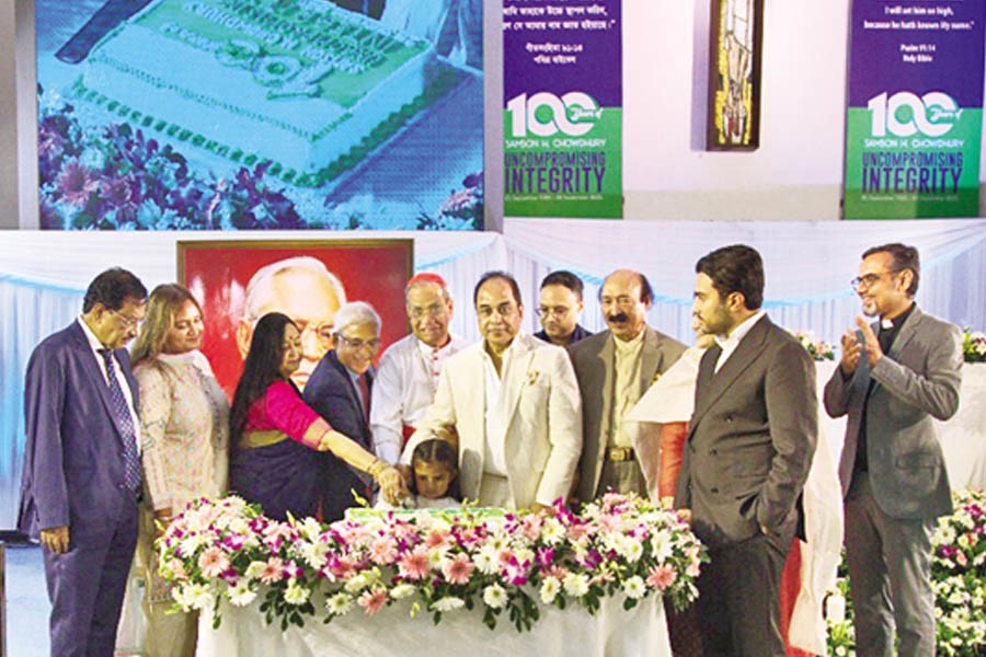 The memorial service of late Samson H. Chowdhury in progress at St Mary's Cathedral in the capital on Thursday.