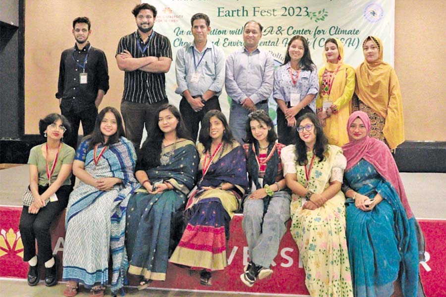 Some of the guests and organisers of the event 'Earth Fest 2023' arranged by the Asian University for Women (AUW) Environmental Sciences Club on the university campus recently