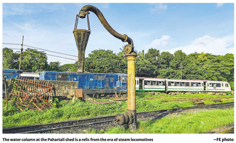 A locomotive stands on the turntable at the Pahartali shed in Chattogram. A turntable is a specialised piece of equipment to rotate locomotives –Collected