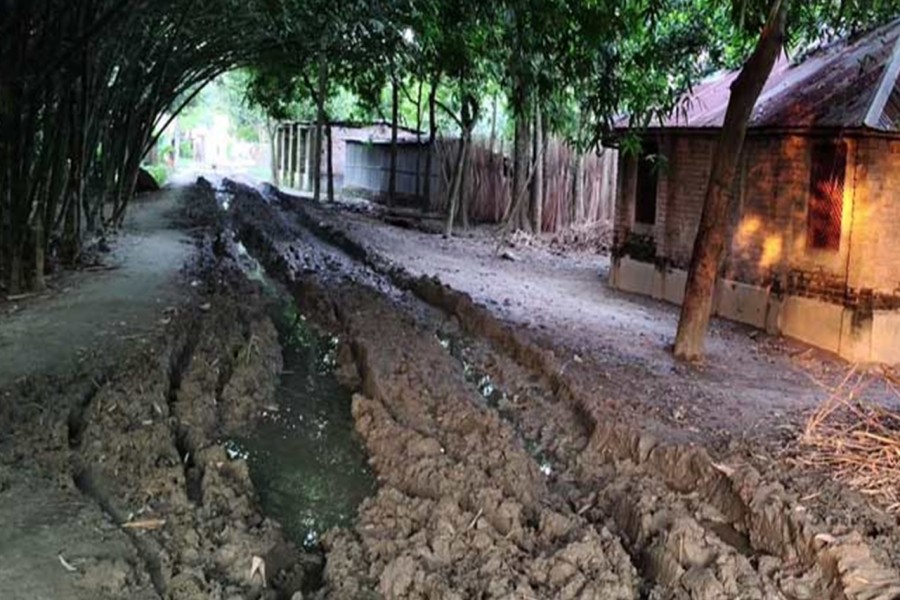 Erosion wrecks a road as thousands suffer in Gangni of Magura's Mohammadpur Upazila- FE Photo