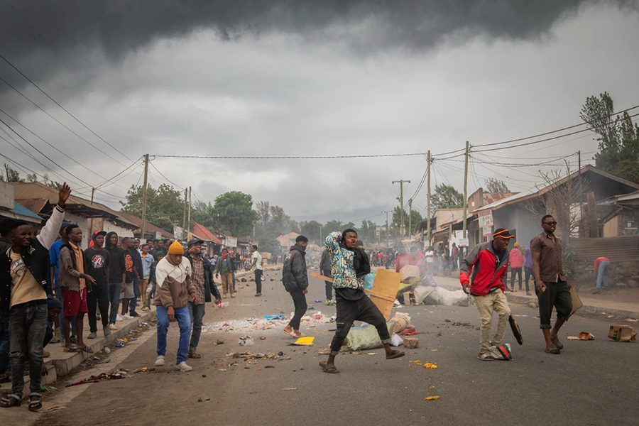 People protest in the streets of Arusha, Tanzania, on Thursday, October 30, 2025 — AP/File