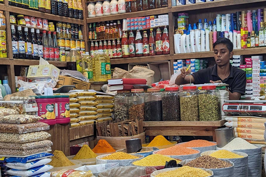 A grocery store at the city’s Karwan Bazar