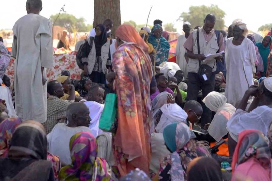 Displaced Sudanese gather after fleeing Al-Fashir city in Darfur, in Tawila, Sudan, Oct 29, 2025, in this still image taken from a Reuters’ video.