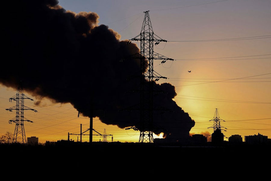Smoke rises over the city after morning Russian missile and drone strikes, amid Russia's attack on Ukraine, in Lviv, Ukraine November 19, 2025.