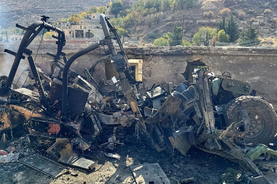 A damaged site, following an Israeli raid on Friday, according to Syrian state media, in Beit Jinn, Syria Nov 28, 2025.