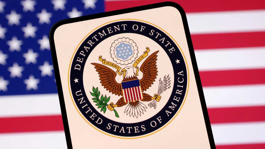 United States Department of State logo and US flag are seen in this illustration created on April 23, 2025. REUTERS
