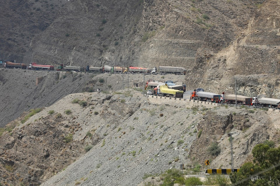 Trucks loaded with supplies to leave for Afghanistan are seen stranded at the Michni checkpost, after the main Pakistan-Afghan border crossing closed after clashes, in Torkham, Pakistan on September 7, 2023 — Reuters/File