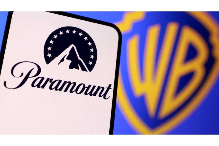 Paramount and Warner Bros logos are seen in this illustration taken Dec 8, 2025.