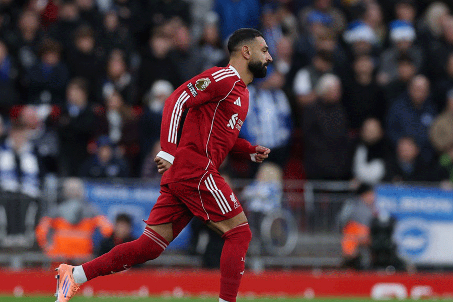 Premier League - Liverpool v Brighton & Hove Albion - Anfield, Liverpool, Britain - Dec 13, 2025 Liverpool's Mohamed Salah comes on as a substitute REUTERS/Phil Noble