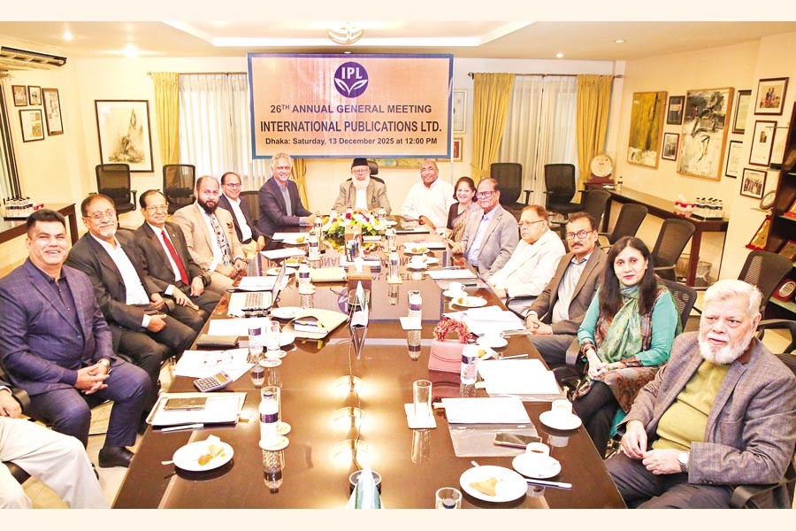 The 26th Annual General Meeting (AGM) of the International Publications Ltd (IPL), the owning company of The Financial Express, was held on Saturday at the board room of the Apex Footwear Ltd in Gulshan with IPL Chairman Mr Mahbubur Rahman presiding. — FE photo