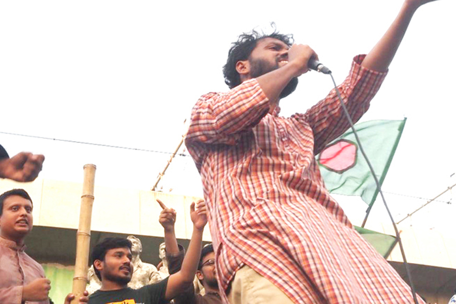 Osman Hadi at TSC area in Dhaka University in 2024 —Photo by Shome Basu