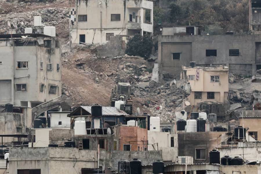 Buildings lie in ruins during an Israeli army operation in Jenin, in the Israeli-occupied West Bank, February 3, 2025.