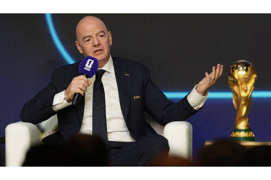 FIFA World Cup 2026 - FIFA World Cup 2026 Match Schedule Announced - Washington, DC, US - Dec 6, 2025 FIFA President Gianni Infantino speaks during the FIFA World Cup 2026 match schedule announcement