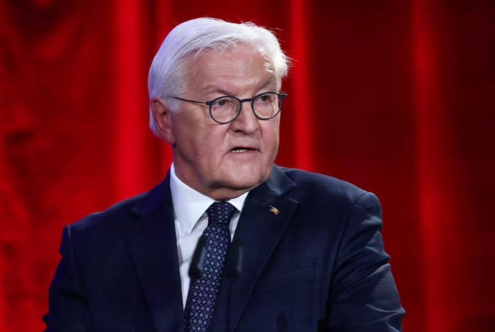German President Frank-Walter Steinmeier delivers a speech at his Bellevue Palace residency in Berlin, Germany, November 9, 2025. Maryam Majd/Pool via REUTERS/File Photo