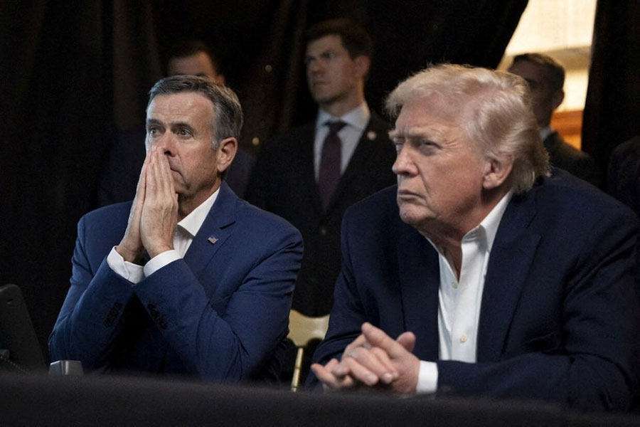 A photograph posted by US President Donald Trump on his Truth Social account shows him sitting next to CIA Director John Ratcliffe as they watch the US military operation in Venezuela from Trump's Mar a Lago resort, in Palm Beach, Florida, US, January 3, 2026.