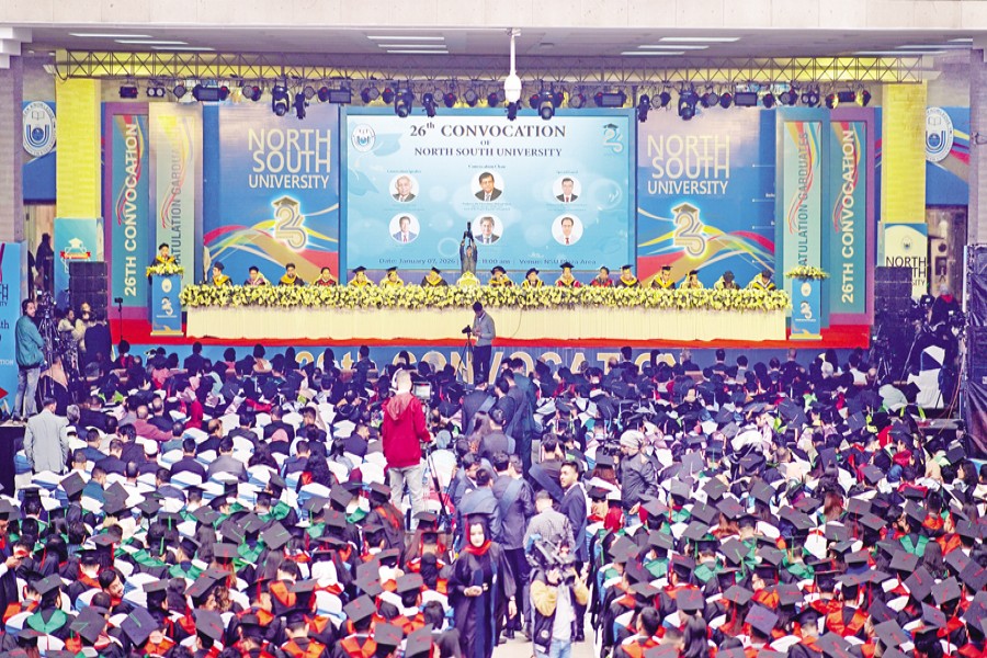 North South University held its 26th convocation on its campus in Dhaka recently (Inset: A graduate being honoured)