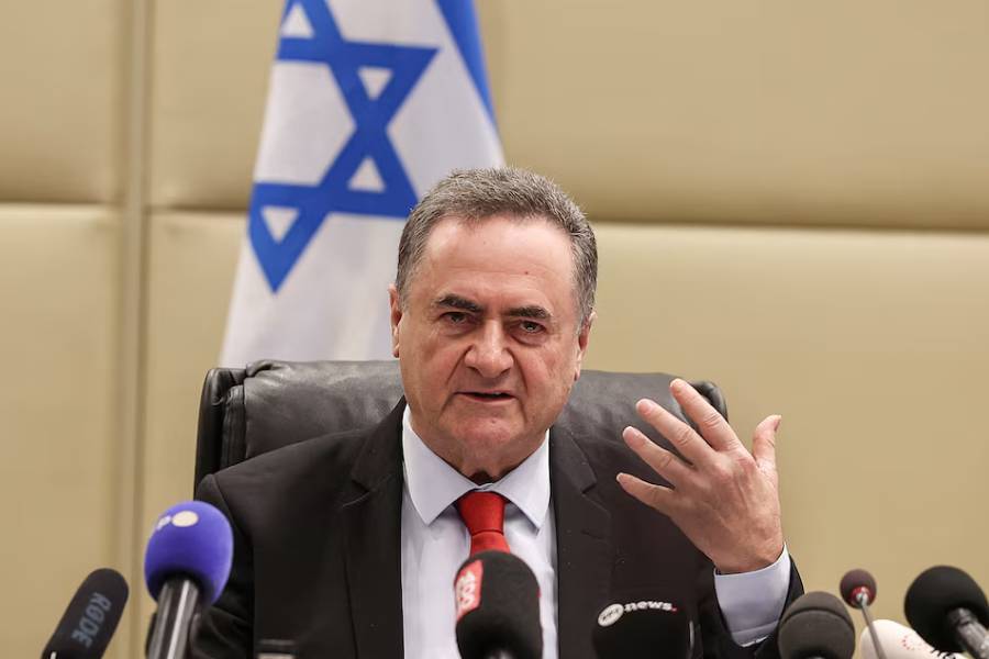 Israel's Defence Minister Israel Katz talks during a meeting with his Greek counterpart Nikos Dendias, in Athens, Greece, January 20, 2026.