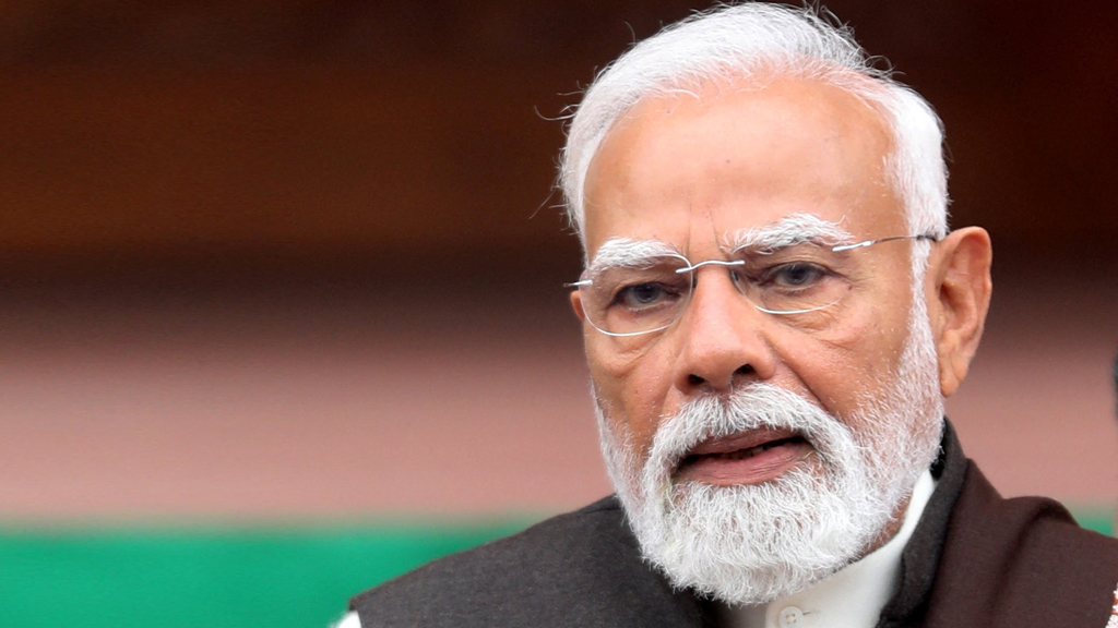 India's Prime Minister Narendra Modi addresses the media upon his arrival at the parliament on the second day of the budget session in New Delhi, India, Jan 29, 2026. REUTERS/Altaf Hussain