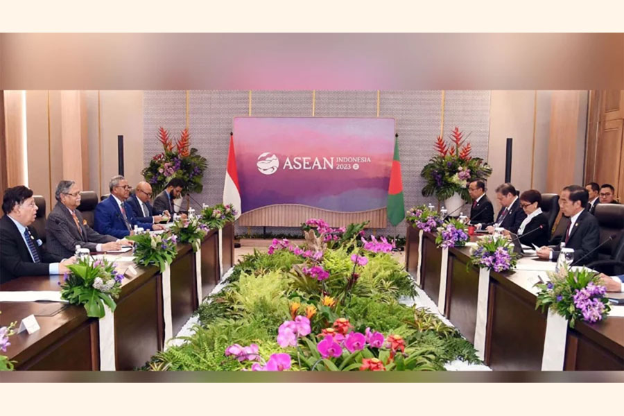 Bangladesh President Mohammed Shahabuddin attends a meeting with his Indonesian counterpart Joko Widodo on the sidelines of the Asean summit in Jakarta of Indonesia on September 6, 2023.
