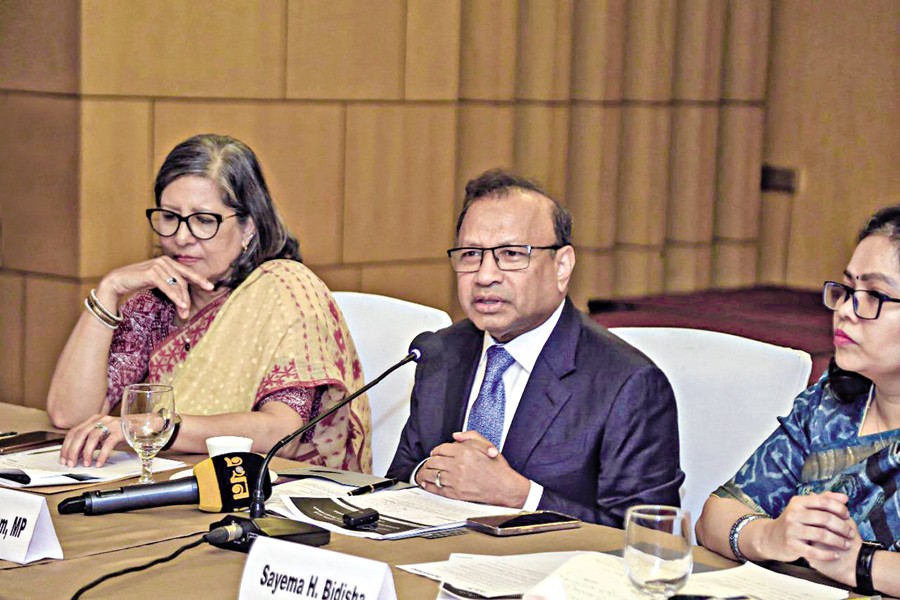 LGED and Cooperatives Minister Tajul Islam speaking at a discussion on ‘Addressing the Vulnerability and Fragility of Young People in Bangladesh’ in the city on Wednesday