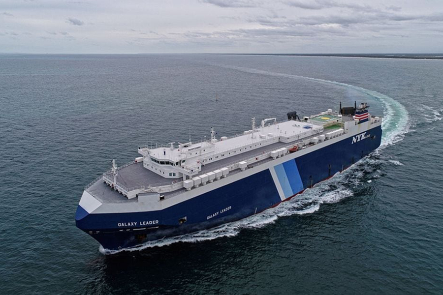 A view of the British-owned and Japanese-operated cargo ship Galaxy Leader, which was reported to have been captured by Houthis in the southern Red Sea, in this handout image taken near Queensland, Australia on November 27, 2018 — Owen Foley/Handout via REUTERS
