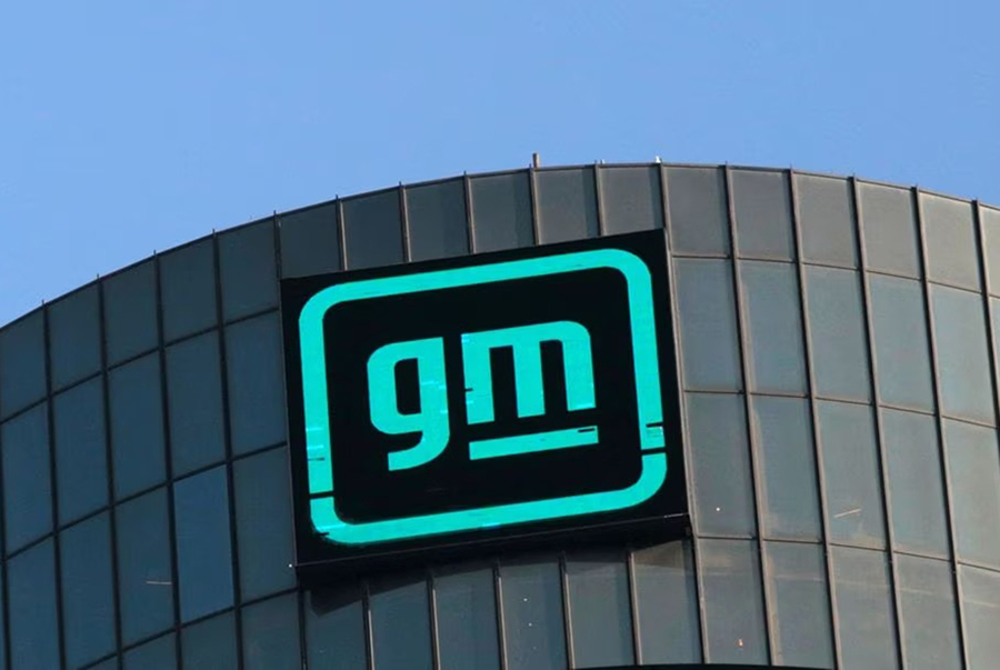 The new GM logo is seen on the facade of the General Motors headquarters in Detroit, Michigan, US on March 16, 2021 — Reuters/Files
