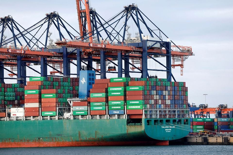 Containers in the Port of Rotterdam are seen in Rotterdam, Netherlands, November 1, 2022.