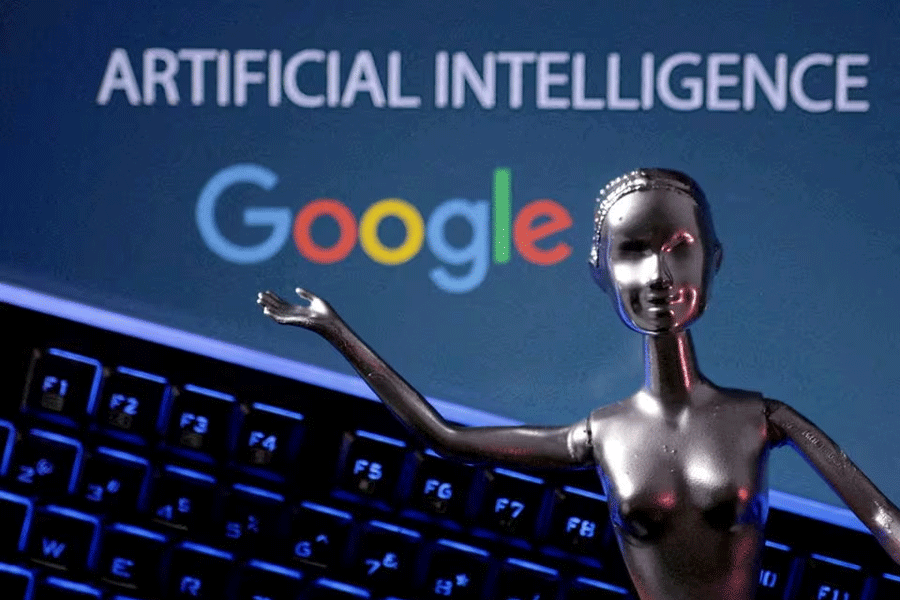 Google logo and AI Artificial Intelligence words are seen in this illustration taken, May 4, 2023.