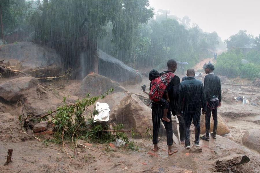 People looking at the damage caused by Cyclone Freddy in Chilobwe in Malawi on Monday –Reuters photo