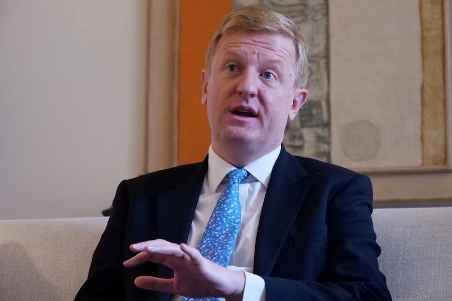 British Deputy Prime Minister Oliver Dowden speaks during an interview with Reuters, in Seoul, South Korea, March 19, 2024.