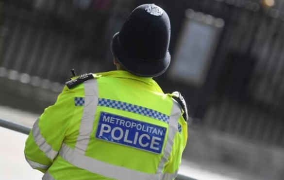 A Metropolitan Police officer stands on duty in Westminster, London, Britain, Oct 1, 2021. REUTERS