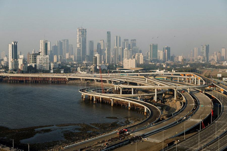 A general view of the upcoming coastal road in Mumbai, India