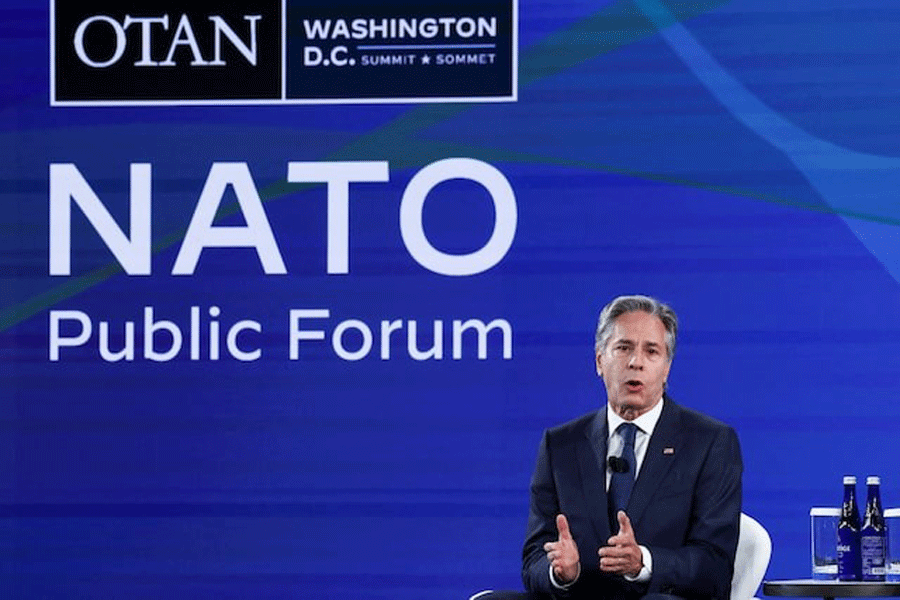 US Secretary of State Antony Blinken delivers remarks at NATO Public Forum in Washington, US, July 10, 2024.