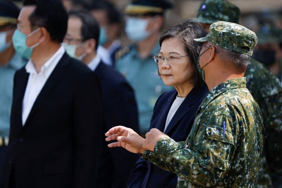 Taiwanese President Tsai Ing-wen visits a military base in Chiayi, Taiwan on March 25, 2023 — Reuters photo